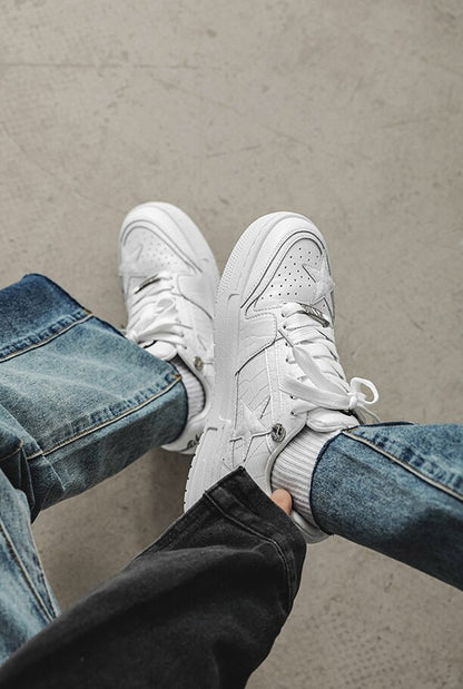 Hip Hop Lace-up Anti-Odor Breathable Shoes Tiny Spot Adult Unisex Artificial Leather Casual Shoes Hard-Wearing Height Increasing - Santo 