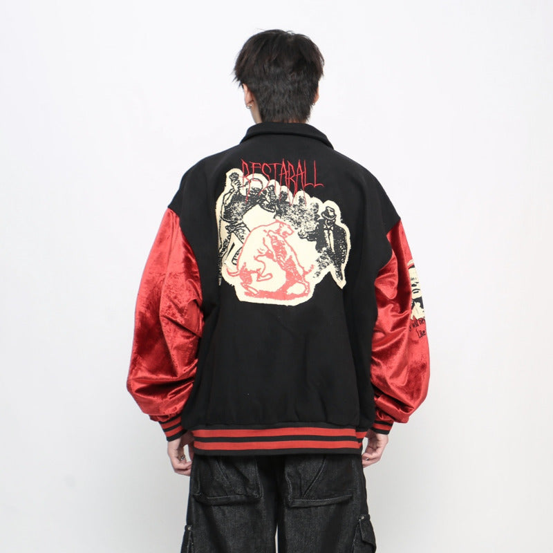 Casual Loose Fit Streetwear | Colorblock Patchwork Jacket - Santo 