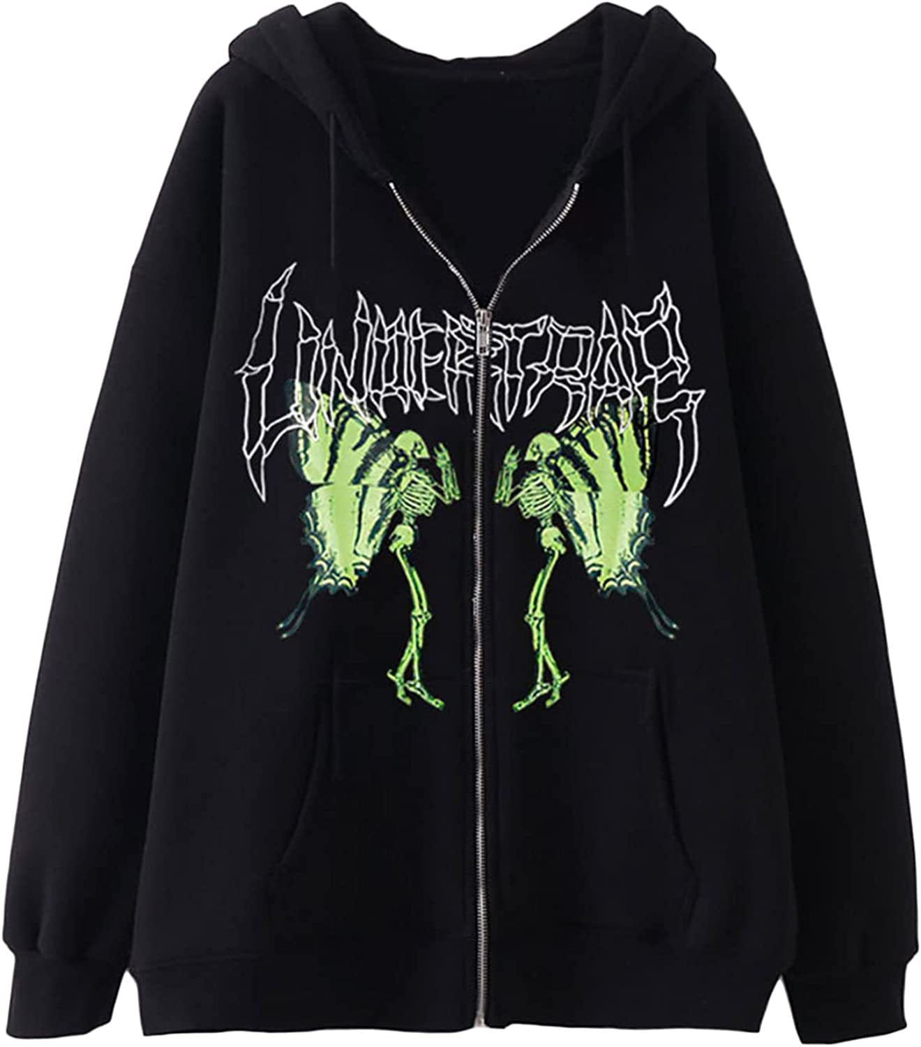 Wings of Chaos | Graphic Skeleton Print Hoodie