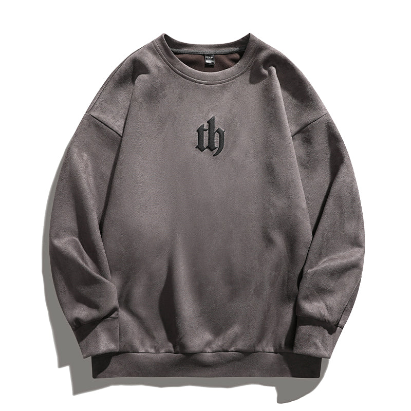 Sweat-shirt en daim avec logo minimaliste