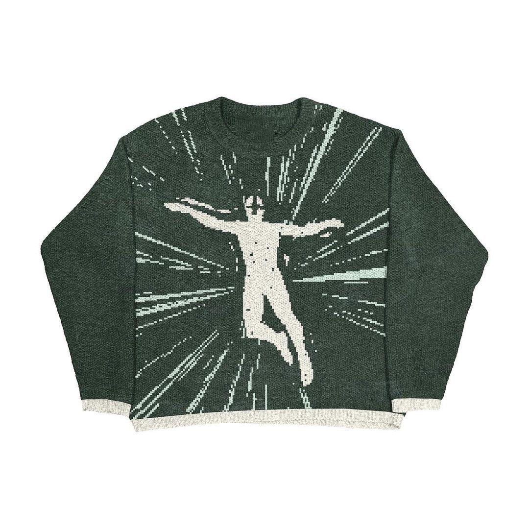 Leaping Boundaries | Abstract Art Knit Sweater - Santo 