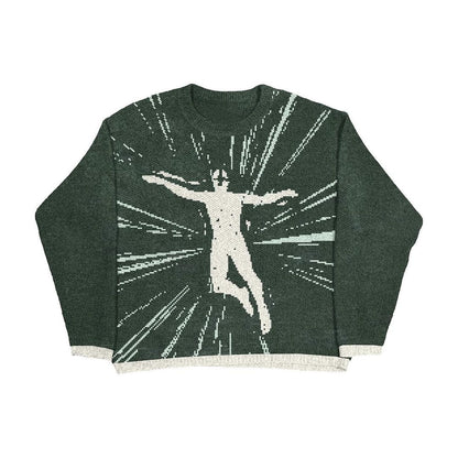 Leaping Boundaries | Abstract Art Knit Sweater - Santo 