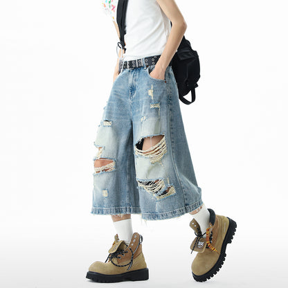 Ripped Washed | Wide-Leg Shorts - Santo 