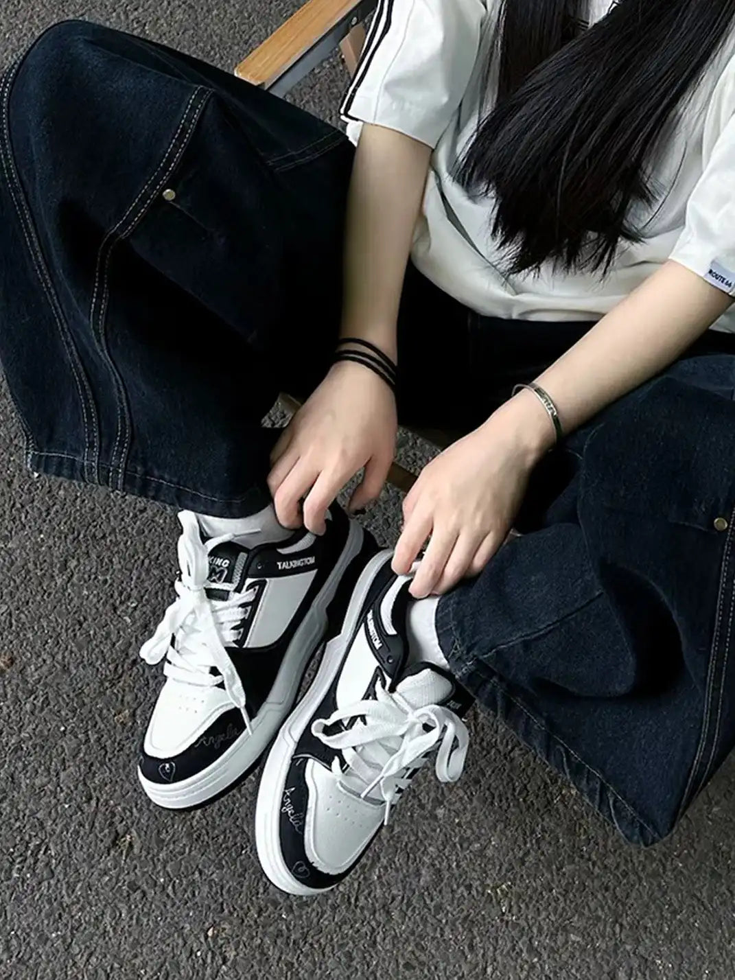 Anime Cat Graphic Low Top Sneakers on foot styling image 1
