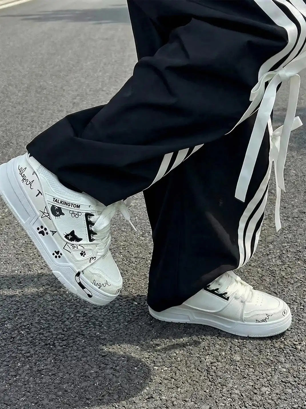 Anime Cat Graphic Low Top Sneakers on foot styling image 3