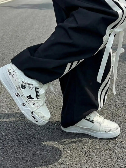 Anime Cat Graphic Low Top Sneakers on foot styling image 3