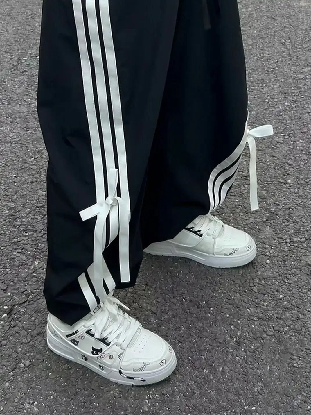 Anime Cat Graphic Low Top Sneakers on foot styling image 4