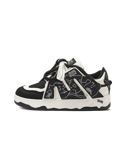 Color Block Graphic Casual Sneakers Black product image