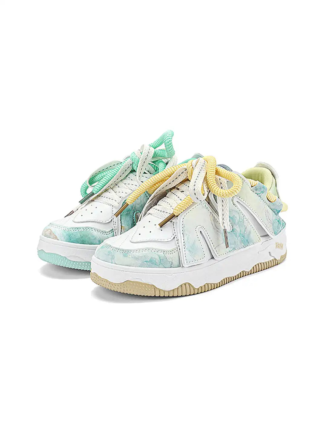 Color Block Graphic Casual Sneakers Green Yellow product image