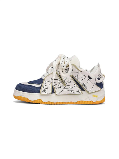 Color Block Graphic Casual Sneakers Navy product image