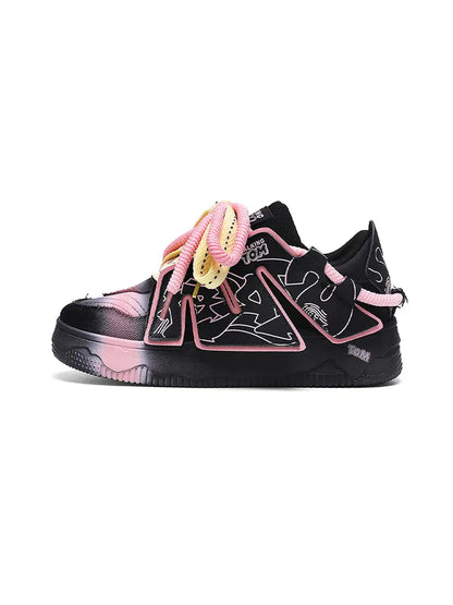 Color Block Graphic Casual Sneakers Pink product image