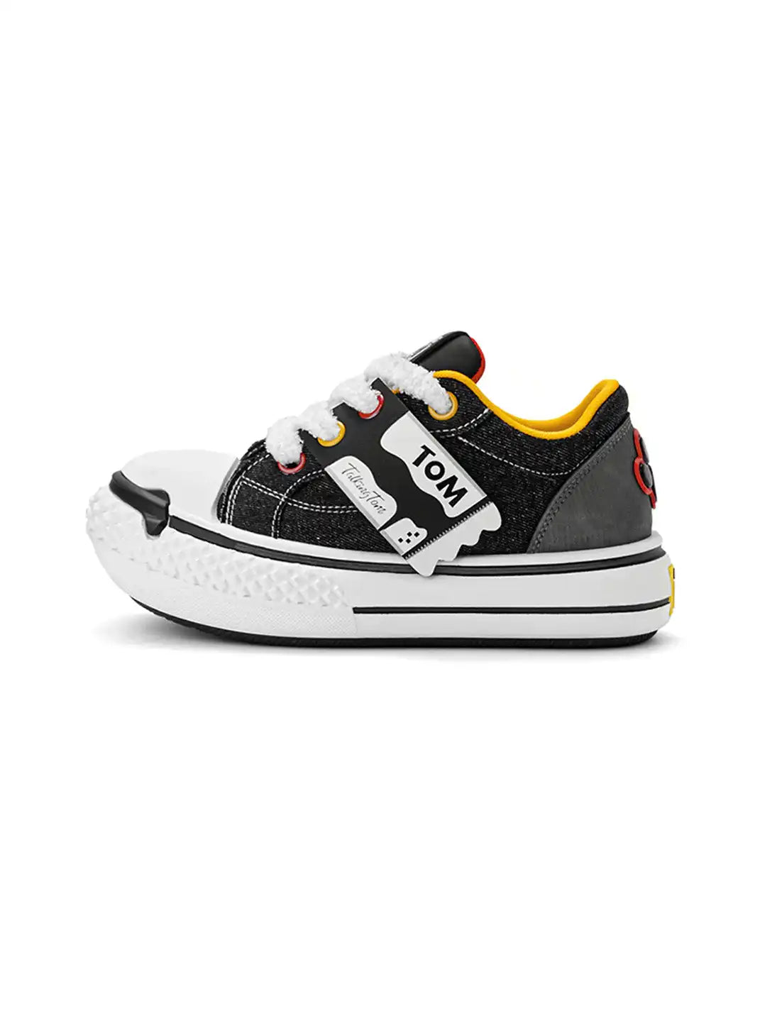 Cat Graphic Thick Sole Low Top Sneakers Black product image