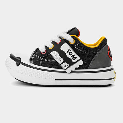 Cat Graphic Thick Sole Low Top Sneakers main product image