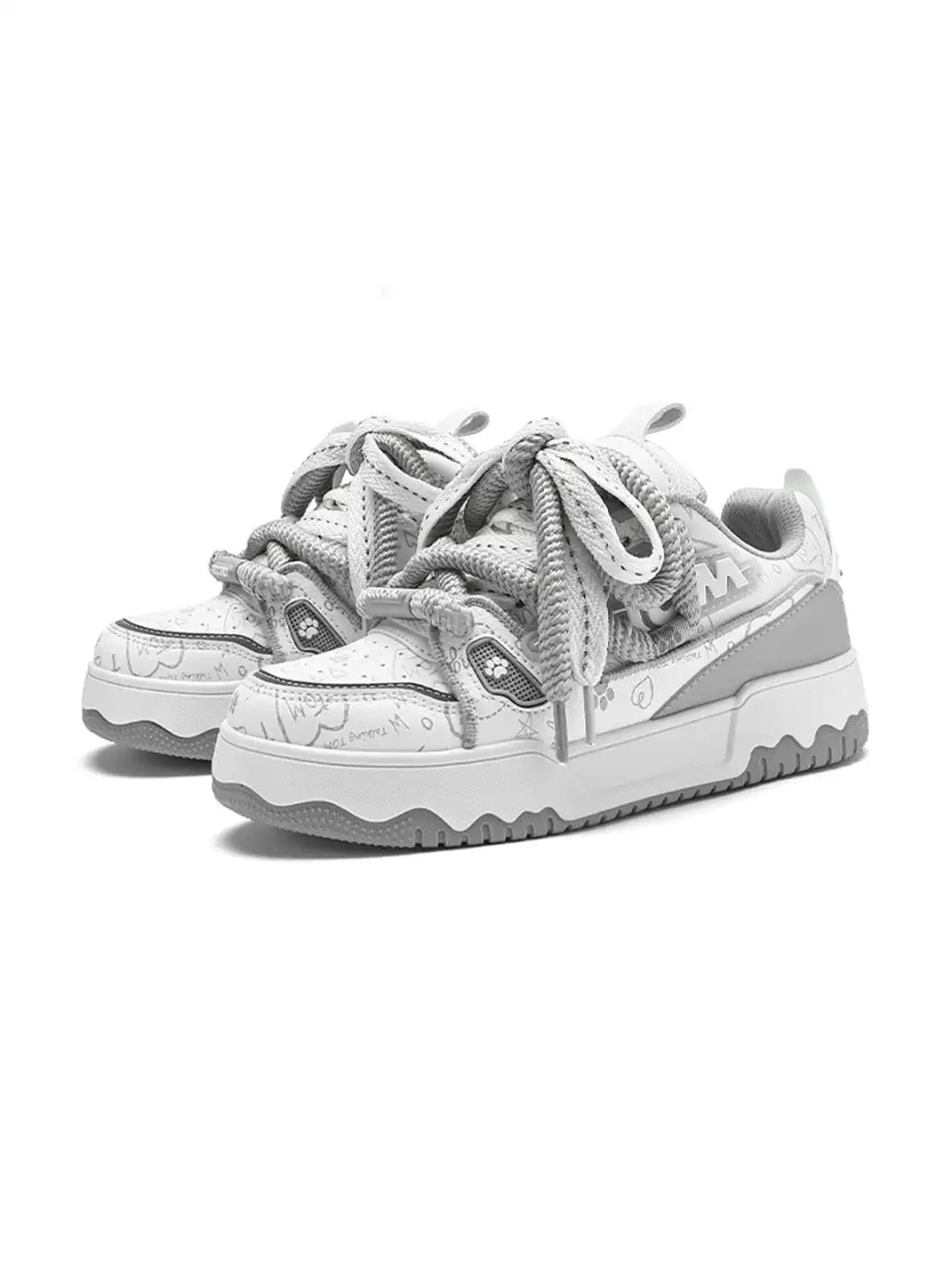 Bandana Graphic Chunky Casual Sneakers Gray product image