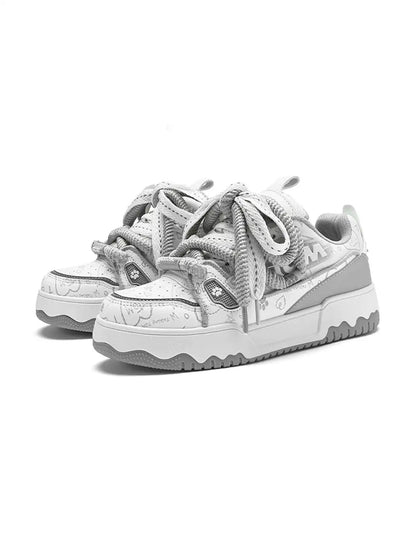 Bandana Graphic Chunky Casual Sneakers Gray product image