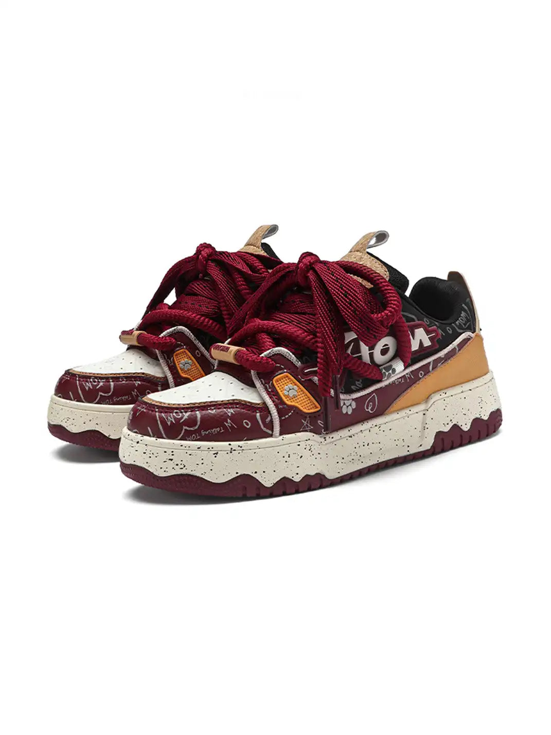 Bandana Graphic Chunky Casual Sneakers Red product image