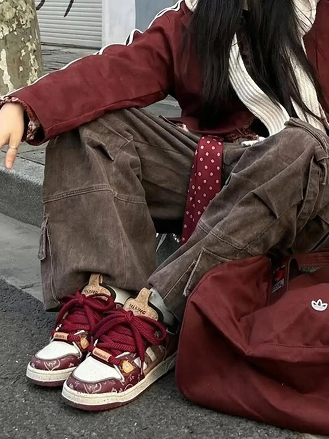 Bandana Graphic Chunky Casual Sneakers on foot styling image 3