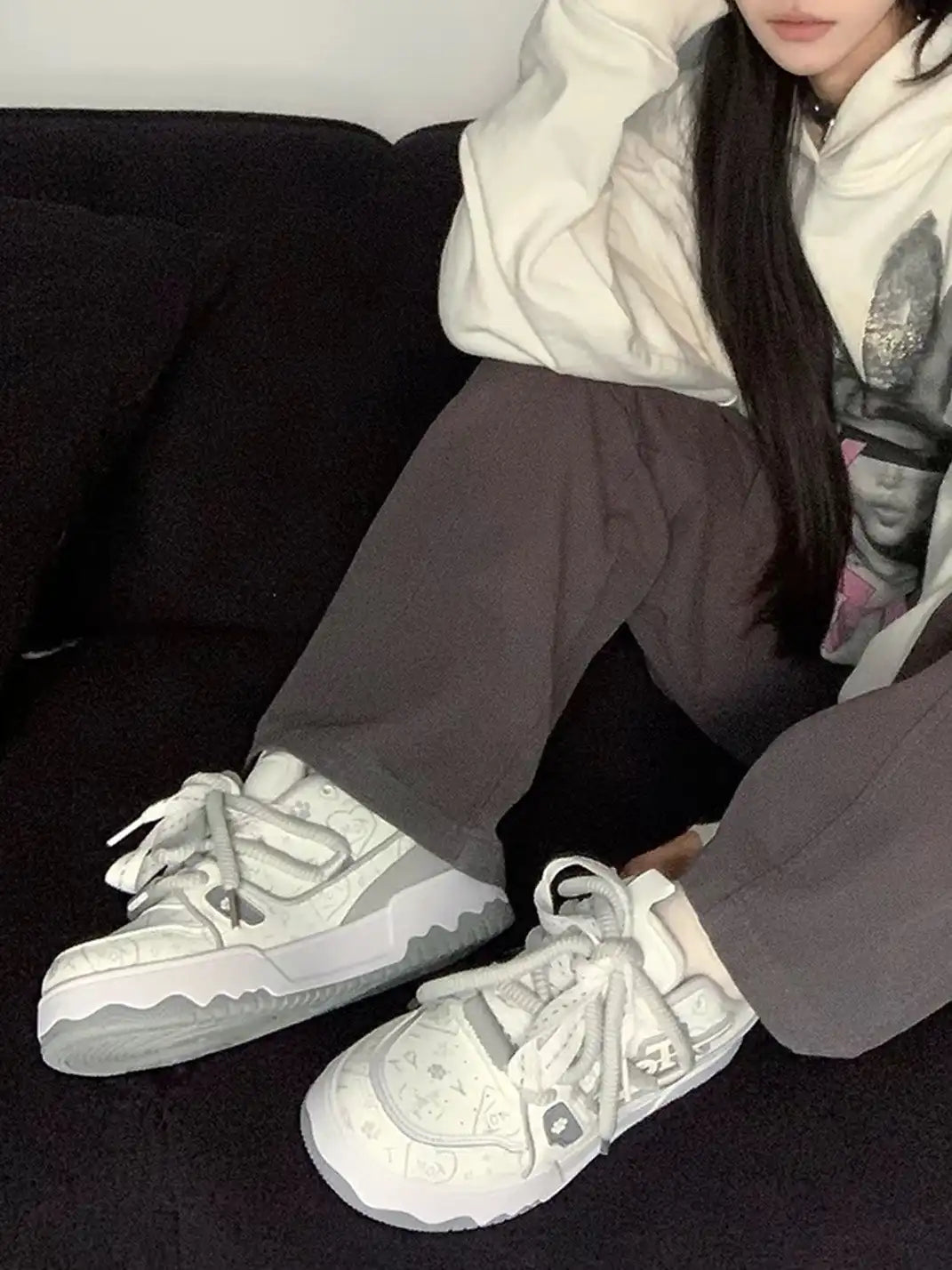 Bandana Graphic Chunky Casual Sneakers on foot styling image 12