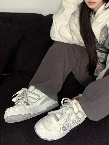 Bandana Graphic Chunky Casual Sneakers on foot styling image 12
