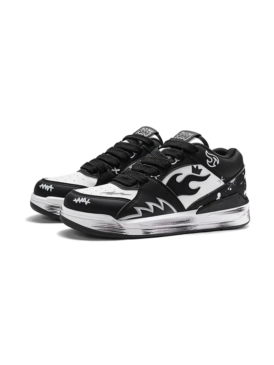 Flame Graphic Scuffed Low Top Sneakers Black product image