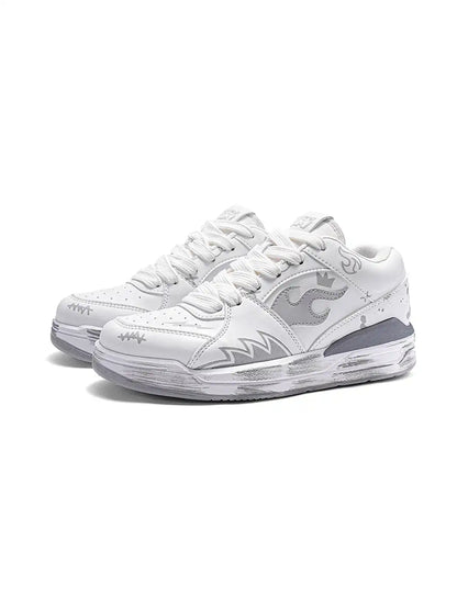 Flame Graphic Scuffed Low Top Sneakers Gray product image