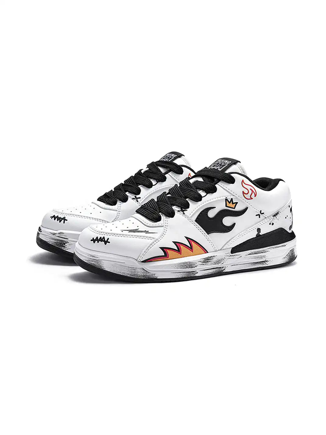 Flame Graphic Scuffed Low Top Sneakers White product image