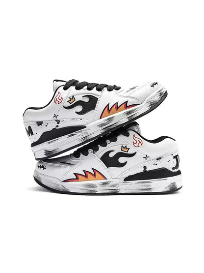 Flame Graphic Scuffed Low Top Sneakers detail image 3