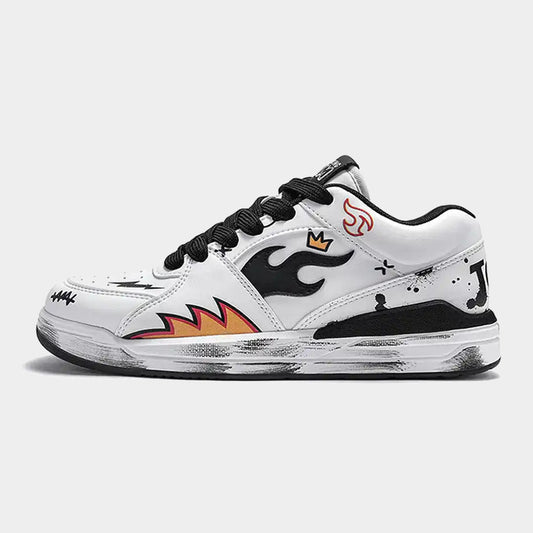 Flame Graphic Scuffed Low Top Sneakers main product image