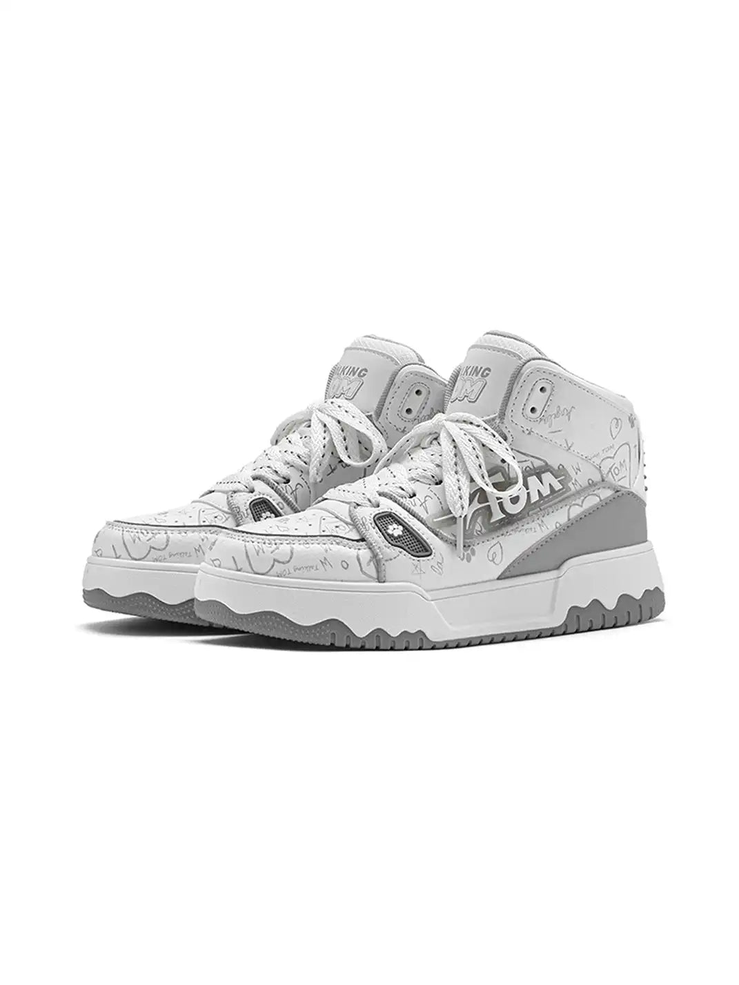 Graffiti High Top Chunky Sneakers Gray product image