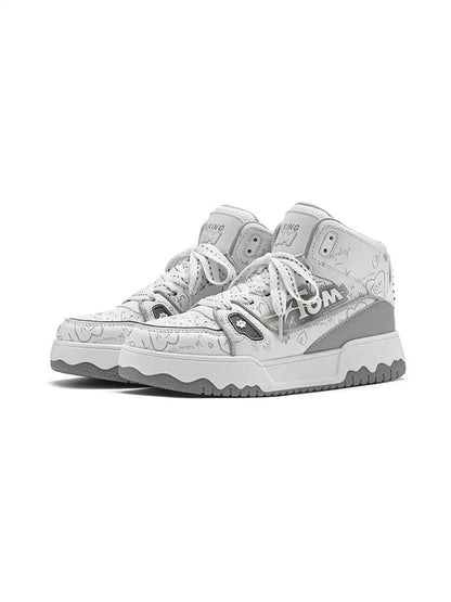 Graffiti High Top Chunky Sneakers Gray product image