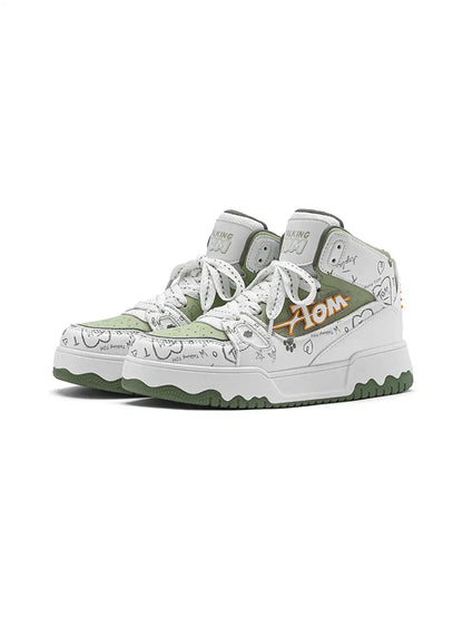 Graffiti High Top Chunky Sneakers Green product image