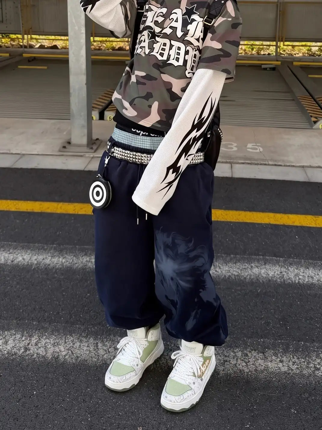 Graffiti High Top Chunky Sneakers on foot styling image 1