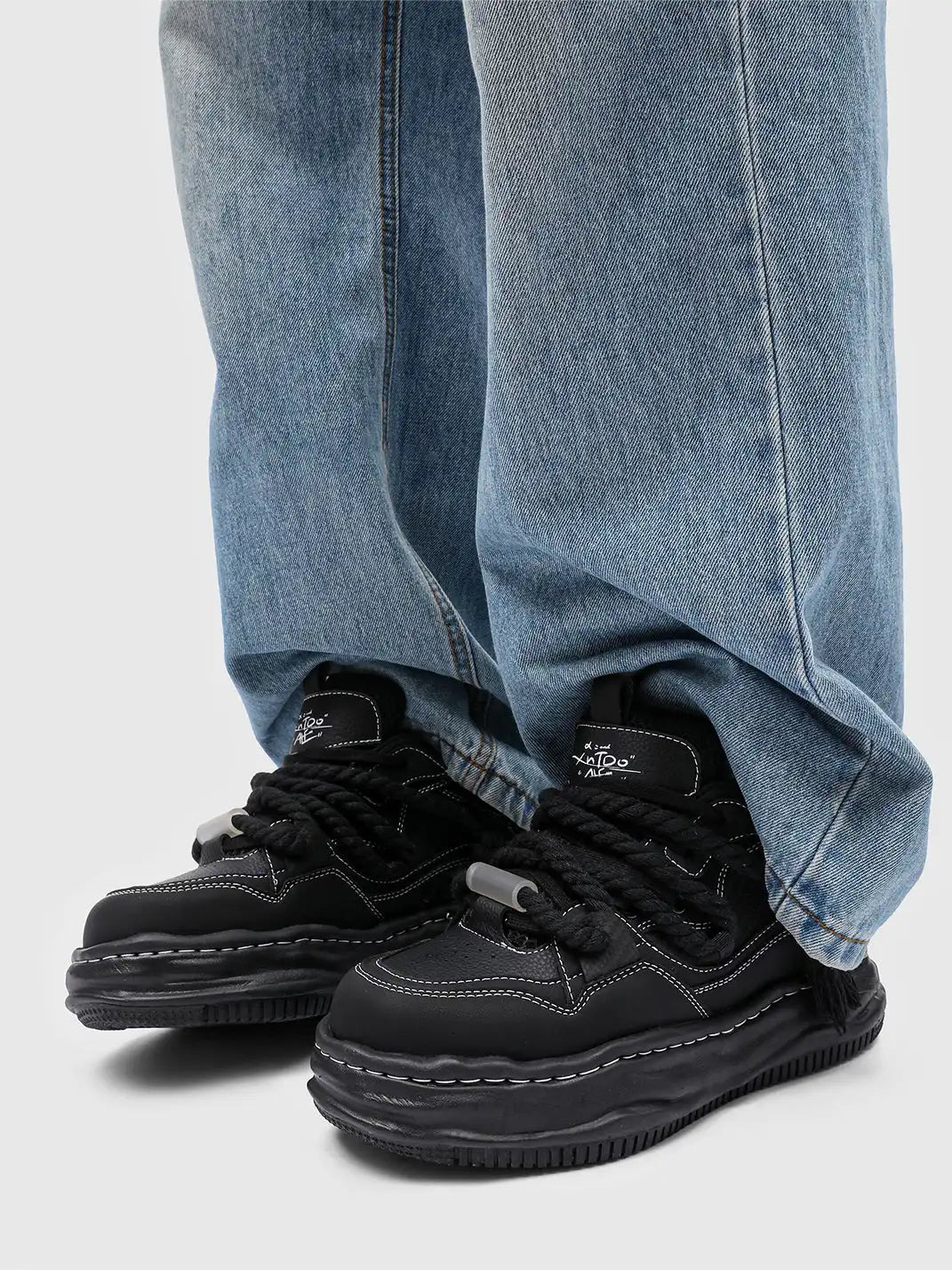 Wavy Sole Chunky Sneakers on foot styling image 1