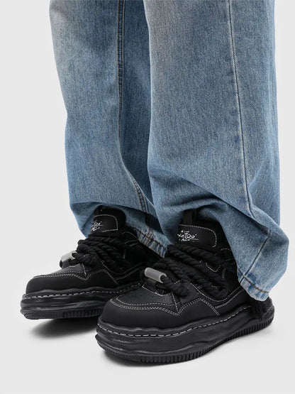 Wavy Sole Chunky Sneakers on foot styling image 1