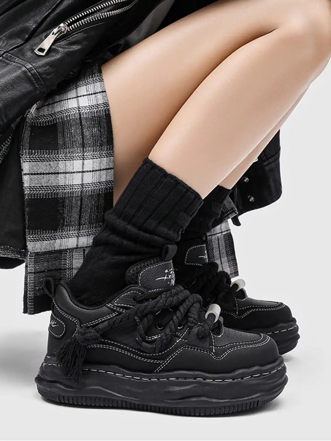 Wavy Sole Chunky Sneakers on foot styling image 2