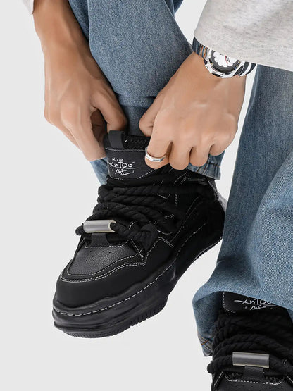 Wavy Sole Chunky Sneakers on foot styling image 4
