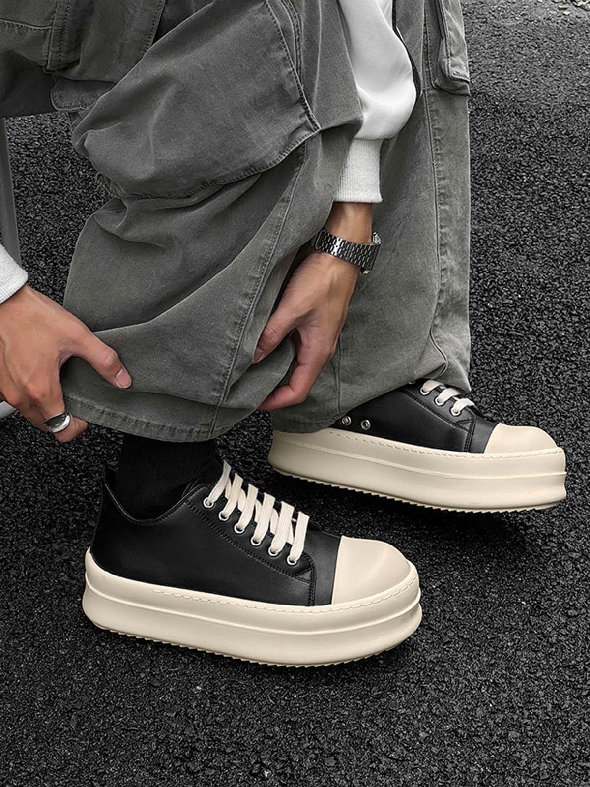 German Trainer Thick Sole Sneakers on foot styling image 1