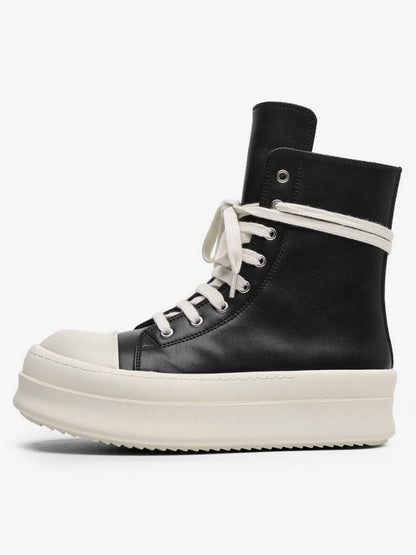 Side Zip Platform High Top Sneakers Black product image