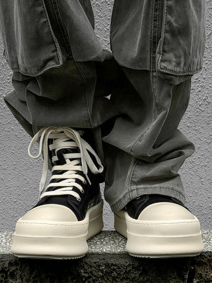 Side Zip Platform High Top Sneakers on foot styling image 2