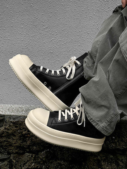 Side Zip Platform High Top Sneakers on foot styling image 3