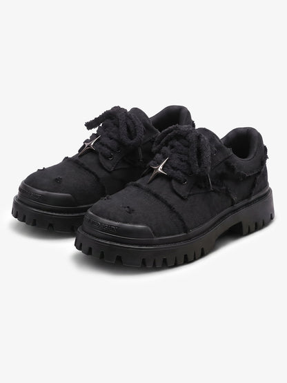Four Point Star Denim Chunky Sneakers Black product image