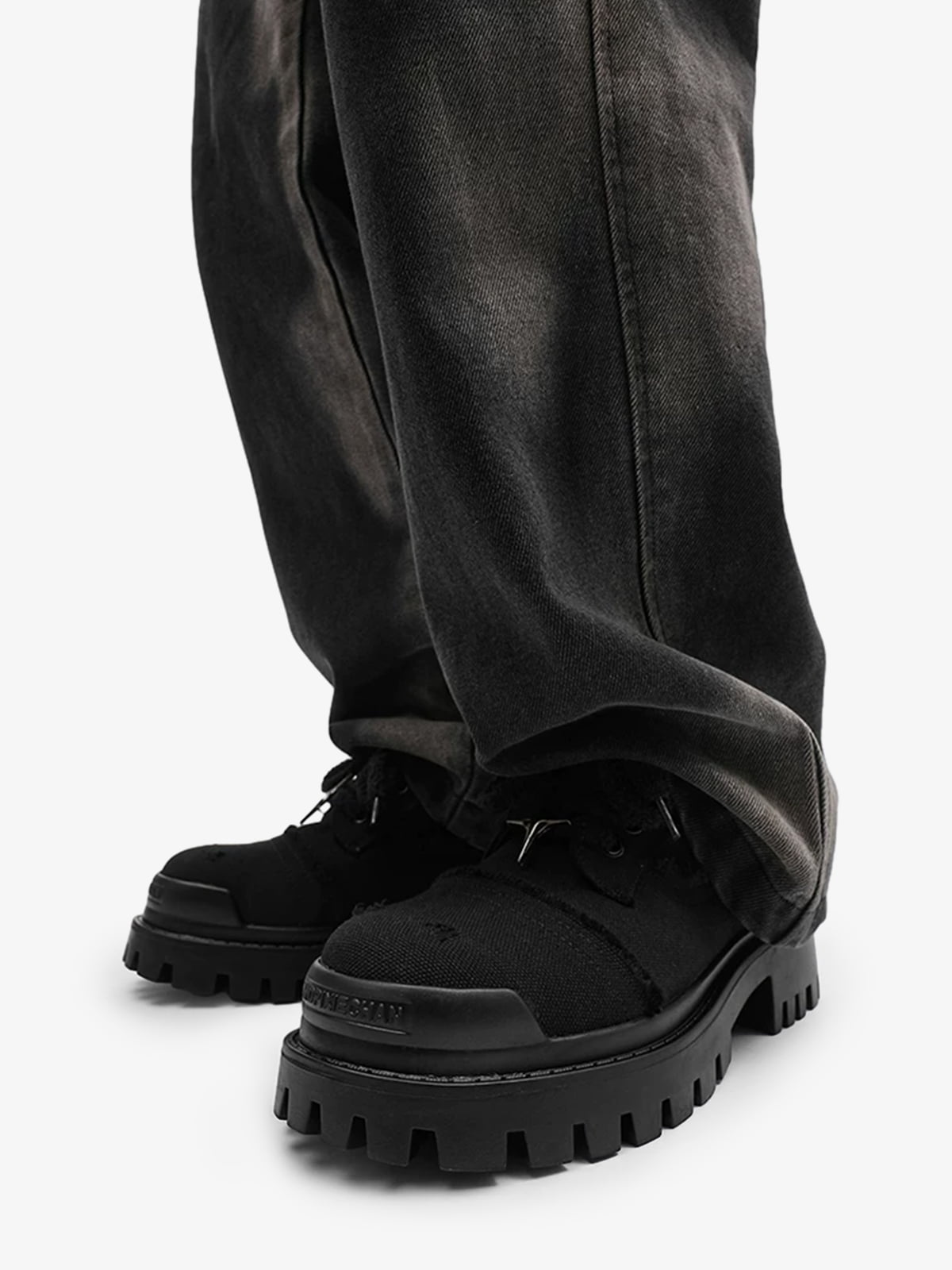 Four Point Star Denim Chunky Sneakers on foot styling image 4