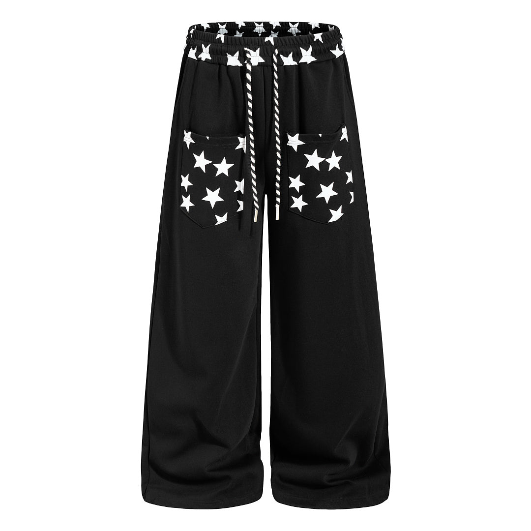 Star Print Baggy Sweatpants Black product image