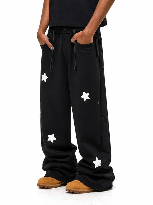 Star Embroidery Baggy Sweatpants model image