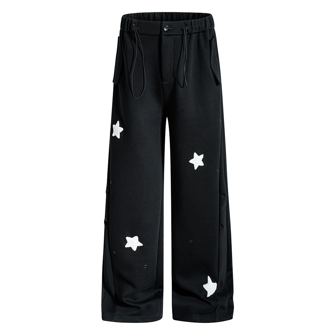 Star Embroidery Baggy Sweatpants Black product image