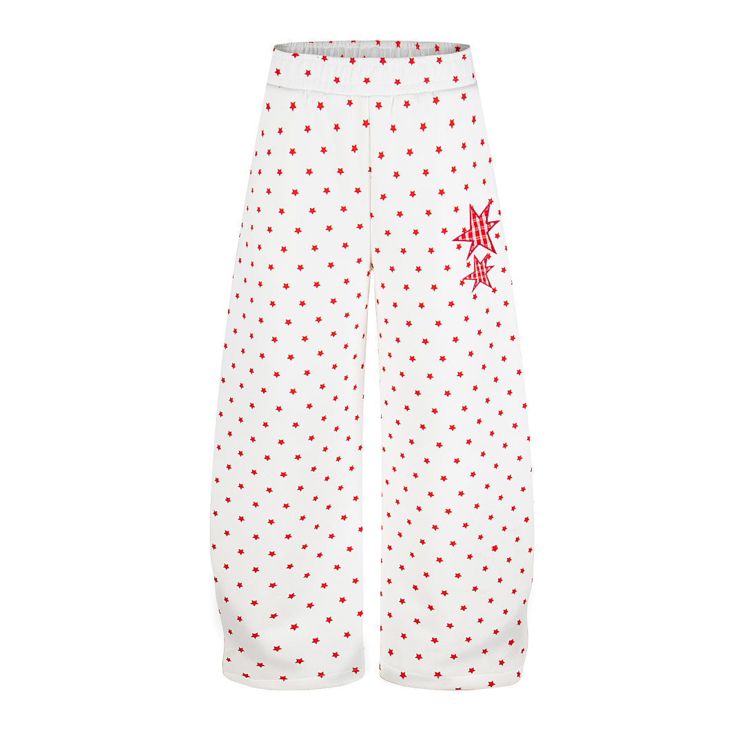 Star Print Baggy Barrel Sweatpants White product image