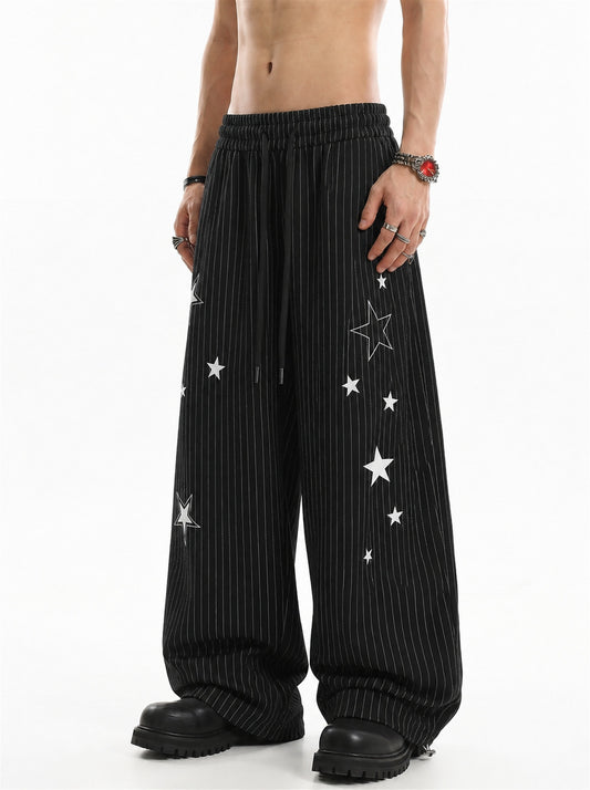 Star Embroidery Baggy Barrel Sweatpants model image