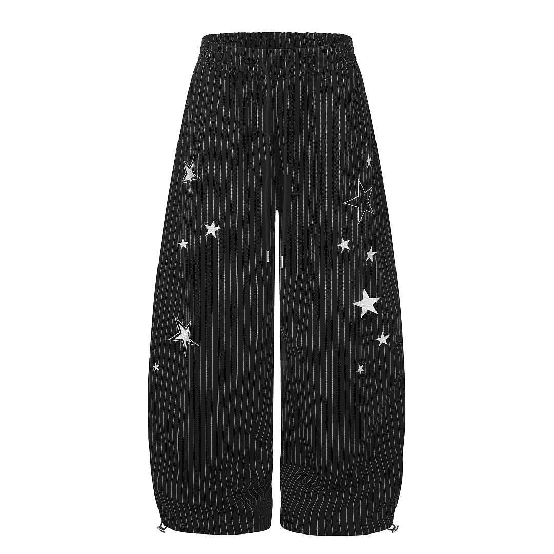 Star Embroidery Baggy Barrel Sweatpants Black product image