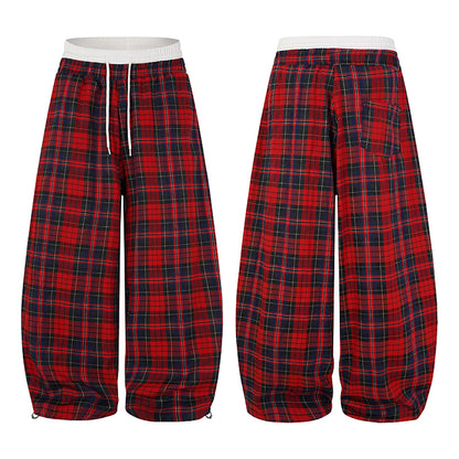 Double Waist Plaid Baggy Sweatpants detail image 3