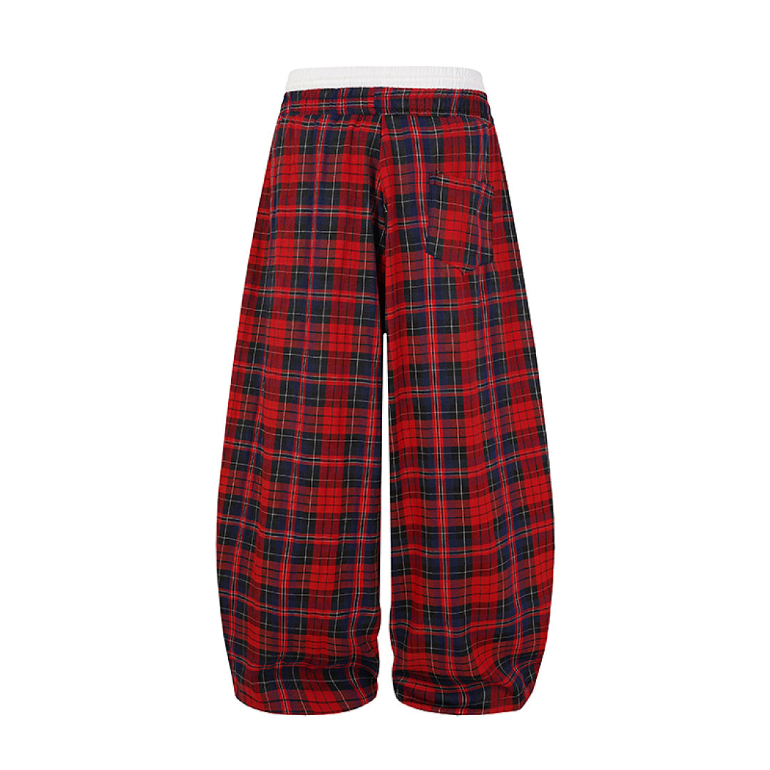 Double Waist Plaid Baggy Sweatpants detail image 4
